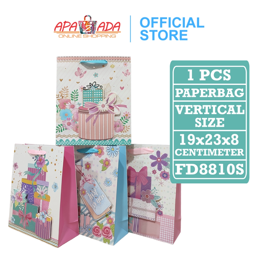 

Apazada - Paperbag Vertical Size 19.5x23.5x8 Cm / Kado Souvenir Packaging / Gift Bags FD8810S