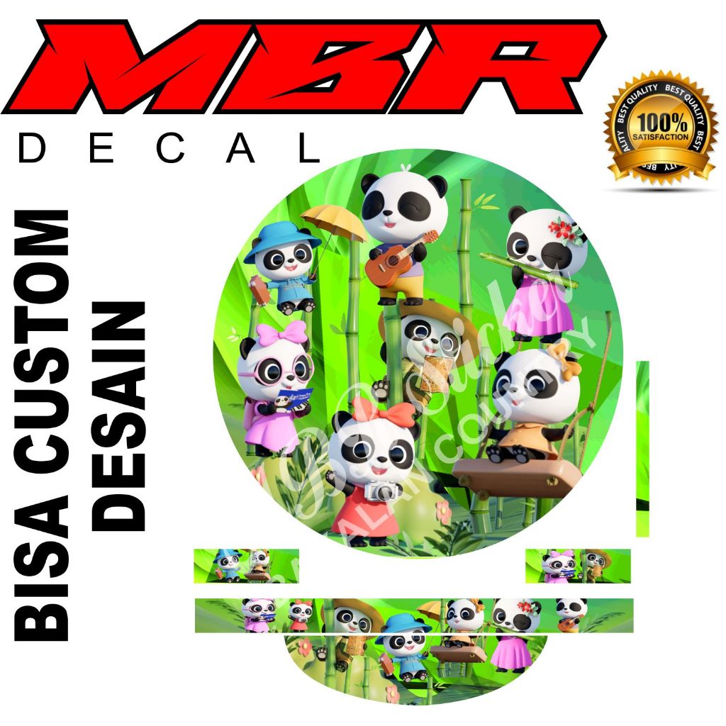 DECAL STIKER SANGKAR MURAI PANDA LUCU,STIKER TEBOK MURAI PANDA LUCU