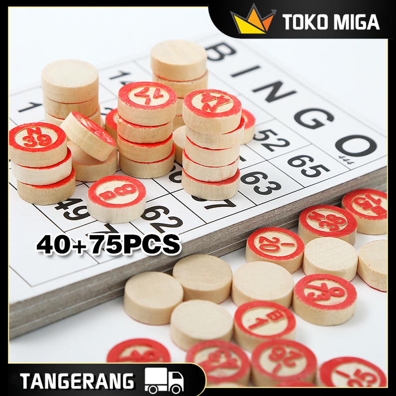 40PCS Bingo Card Kartu Bingo / Bingo Card Kartu Bingo Lengkap Dengan 75 Buah Catur Kayu