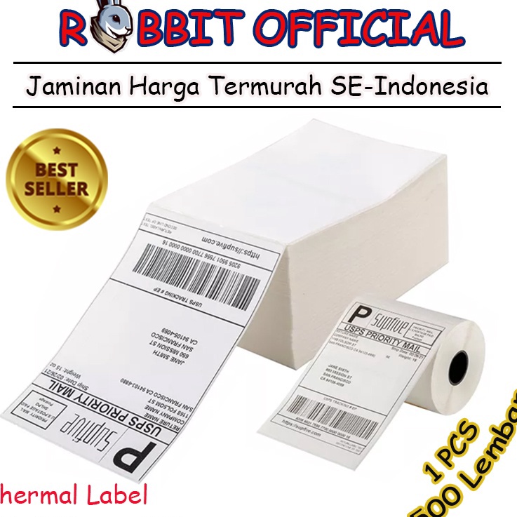 

8TNZ3561 Kertas Thermal Label Barcode 1 x 15 mm Label Pengiriman 1x15 ukuran A6 isi 5pcs