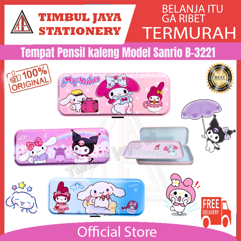 

Kotak pensil Sanrio kuromi Viral Tempat pensil anak bahan kaleng 2 tingkat Pensil case lucu dan murah B3221