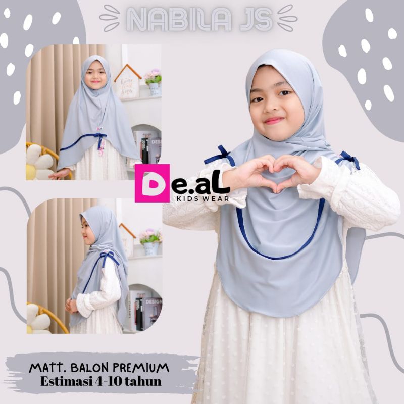 DE.AL - NABILA PASHMINA INSTAN ANAK JERSEY BALON PREMIUM BY BUNGA HIJAB