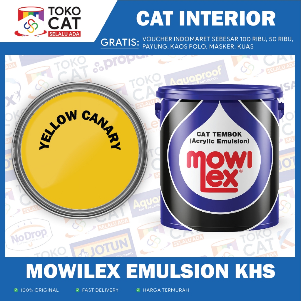 CAT TEMBOK INTERIOR // MOWILEX EMULSION KHUSUS ( YELLOW CANARY ) 20 LITER // KEMASAN PAIL