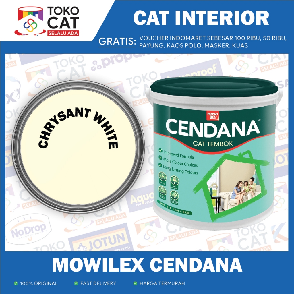 Cat tembok Interior // Mowilex Cendana CHRISANT WHITE 25KG // Kemasan Pail