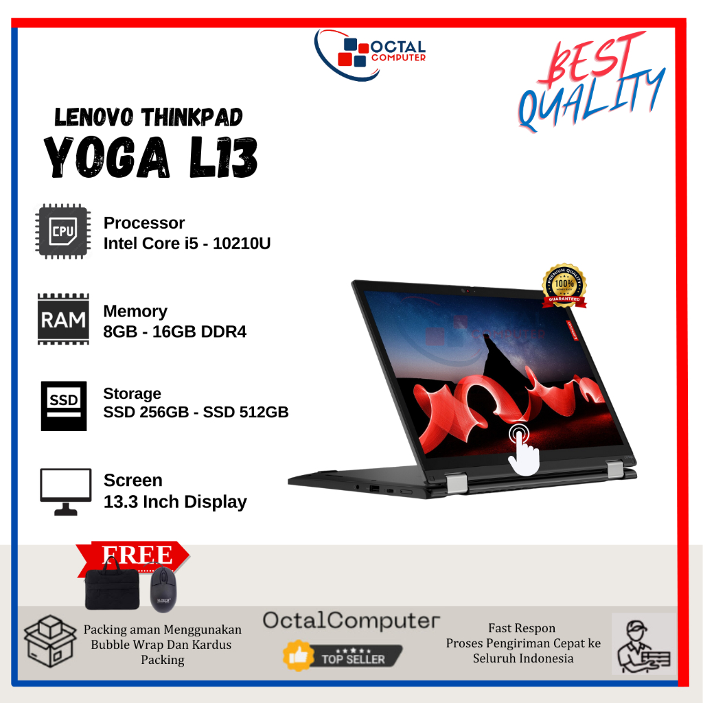 Laptop Lenovo Thinkpad Yoga L13 | Yoga X13 Core i5-Slim Elegan Mulus & Bergaransi