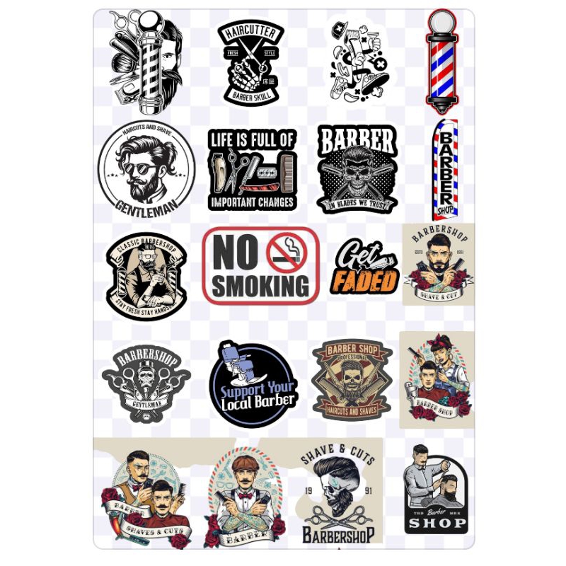 

( isi 20pcs ) stiker mini Pangkas Rambut BARBERSHOP