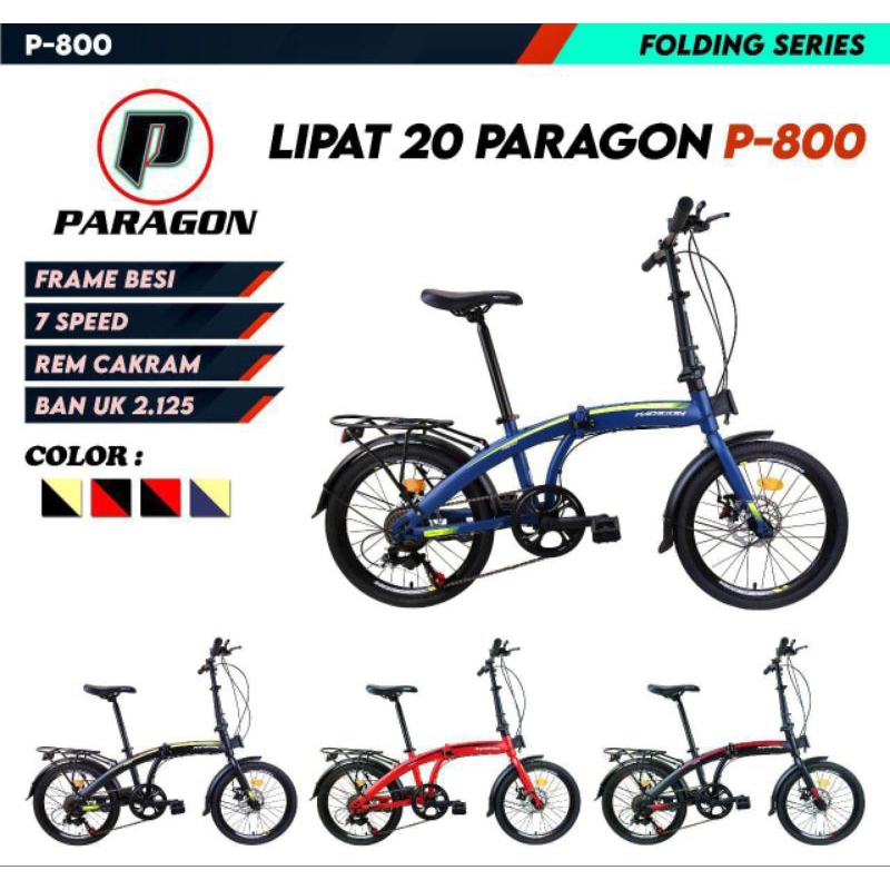 SEPEDA LIPAT REMAJA / DEWASA 16 / 20 INCH PARAGON P800 CAKRAM DISK BRAKE HUNTER H500 H 500 H-500 7 S