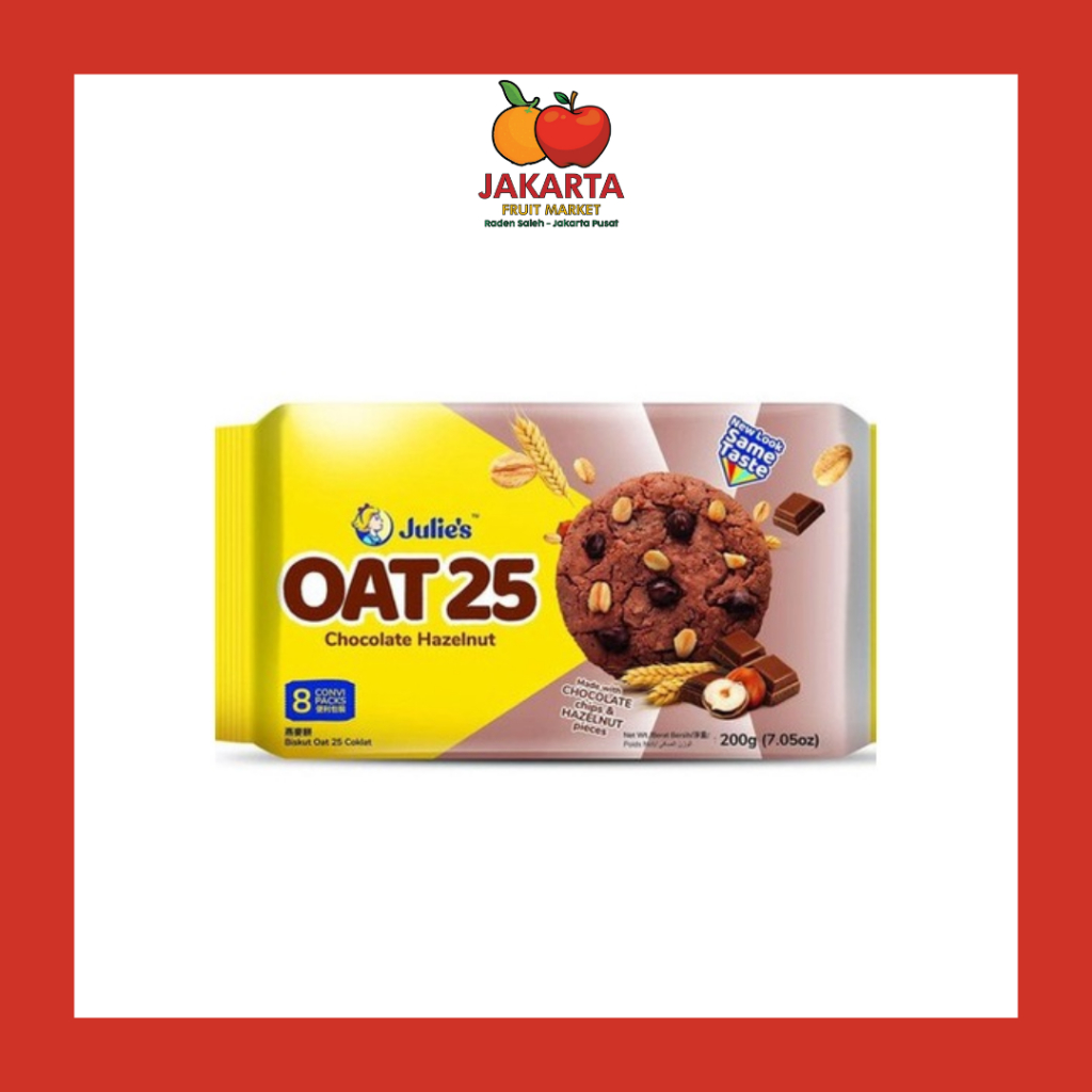 

JULIES OAT ADDED WITH HAZELNUTS & CHOCOLATE CHIPS / BISKUIT RASA COKLAT 200 GR