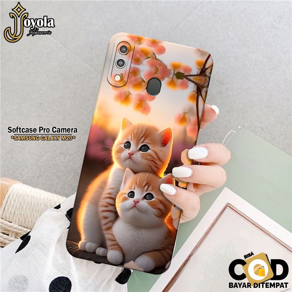 JOYOLA Case Samsung Galaxy M20 - Fahion Case Kucing - Softcase Samsung Galaxy M20 - Pro Camera - Cas