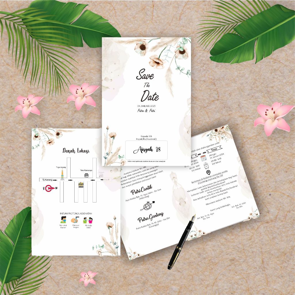 Undangan Pernikahan Brief Card Aisyah Series 2 Pasuruan Jawa Timur