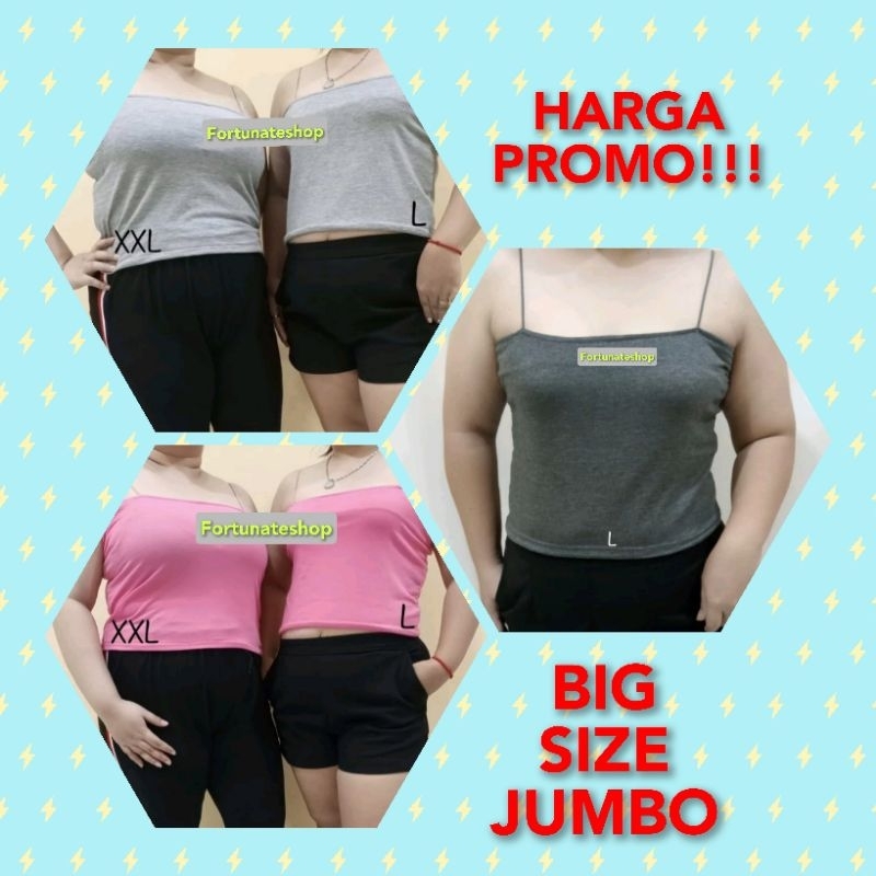 Paket Murah (Paket Usaha) 3Pcs Tanktop Wanita Motif Polos Jumbo Big Size Tanpa Cup Bra Singlet Wanit
