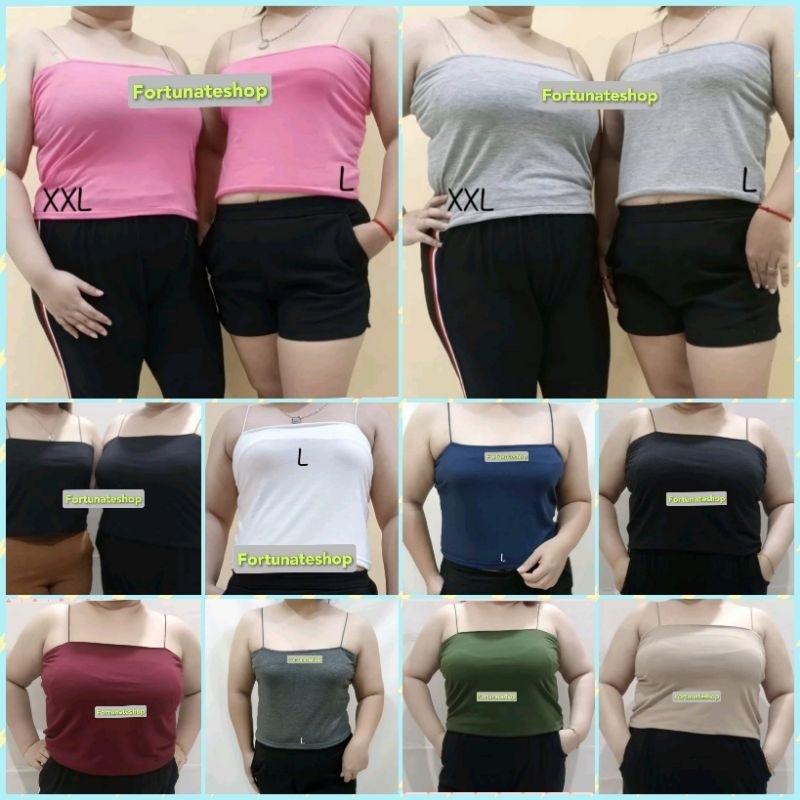 Paket Murah (Paket Usaha) 12 Pcs Tanktop Wanita Motif Polos Jumbo Big Size Tanpa Cup Bra Singlet Wan