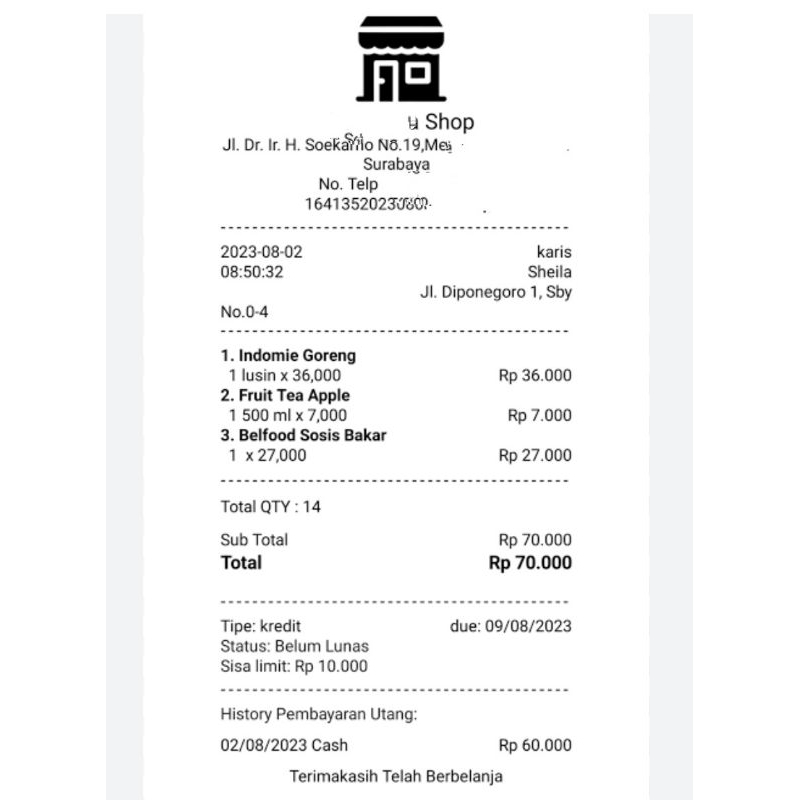 CETAK CUSTOM NOTA BON RESTO RUMAH MAKAN WARUNG BERBAGAI MACAM JENIS NOTA STRUK THERMAL