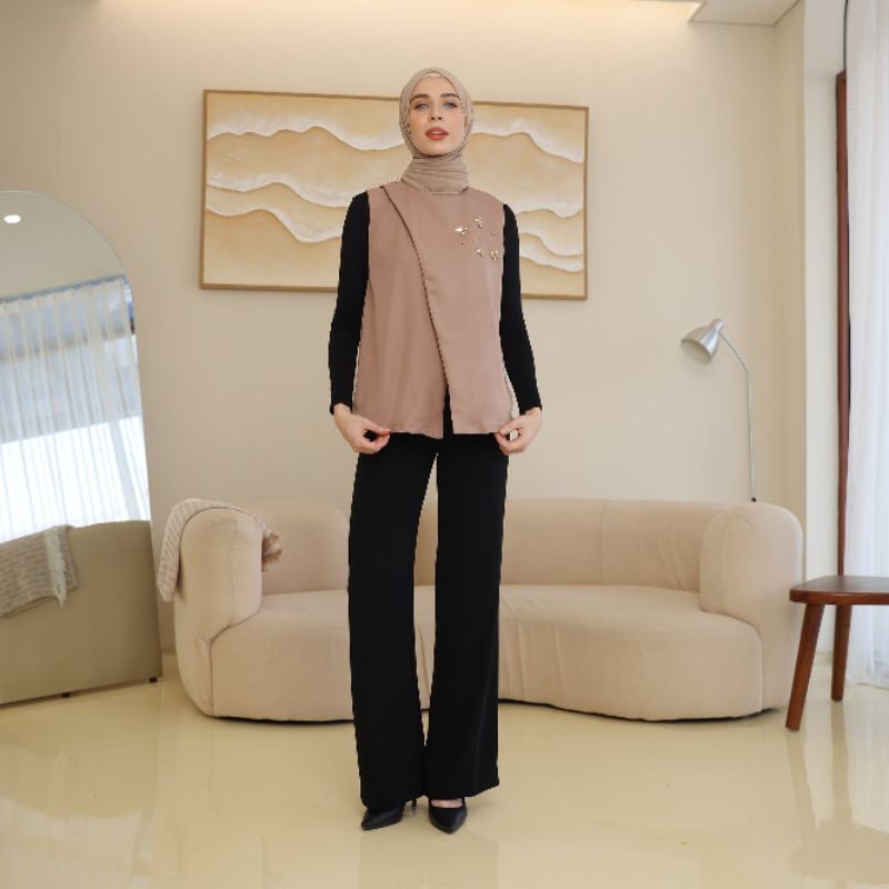 Vest Payet atasan wanita - coklat