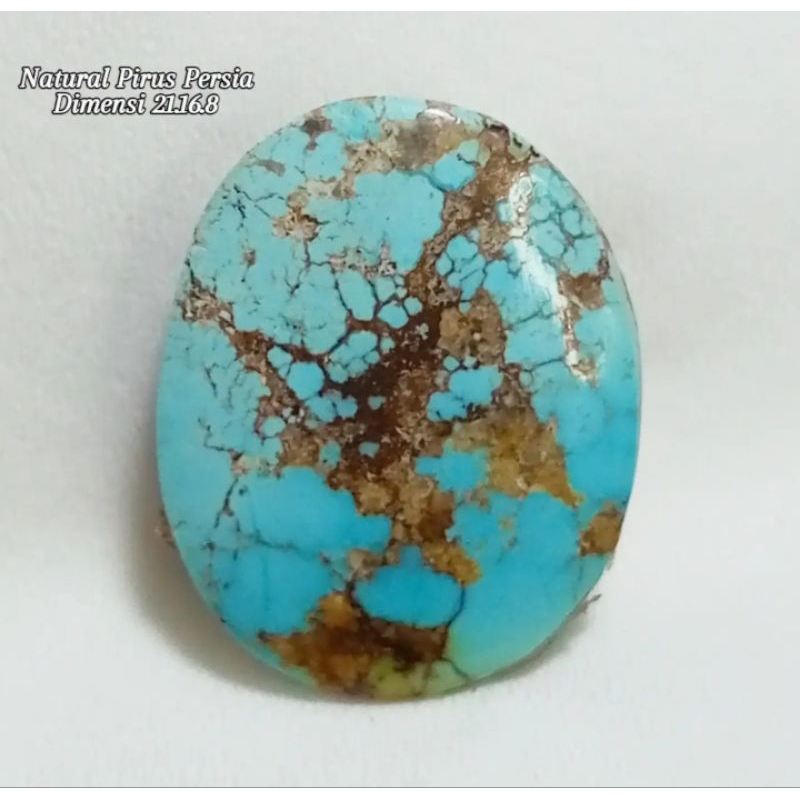 Natural Pirus Persia Biru Toska Serat Emas