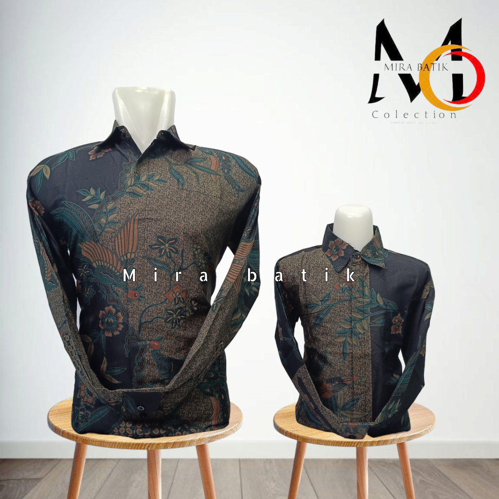batik lasem couple ayah anak / batik couple ayah anak laseman  merak tosca katun premium