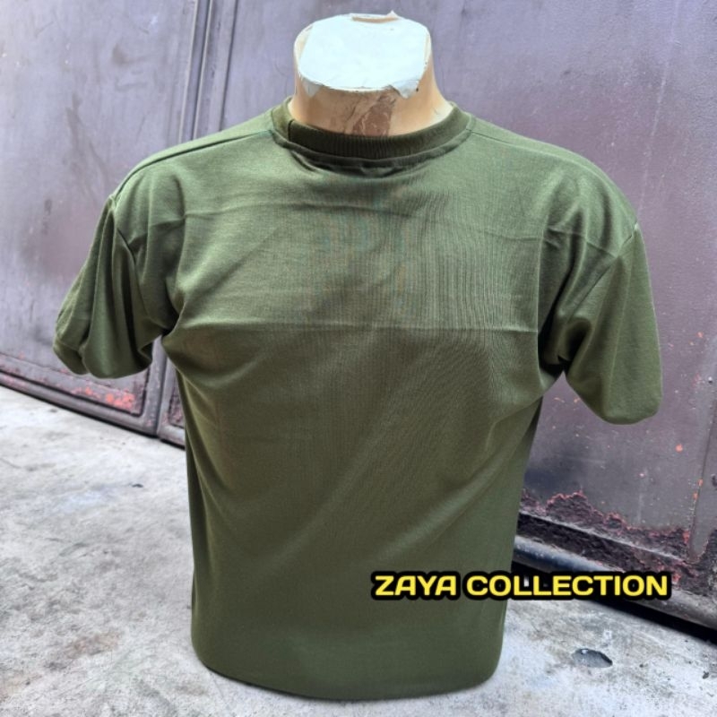 kaos hijau tni polos lengan pendek