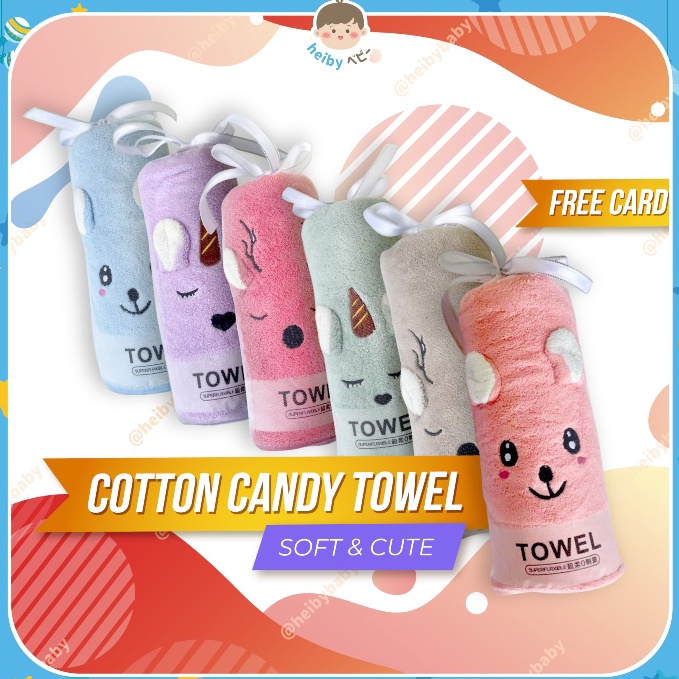Hot Sell Handuk Mandi Bayi Anak Custom  Handuk Karakter 3D  Handuk Bordir  Kado Bayi  Kado Lahiran  Cotton Candy Baby Towel