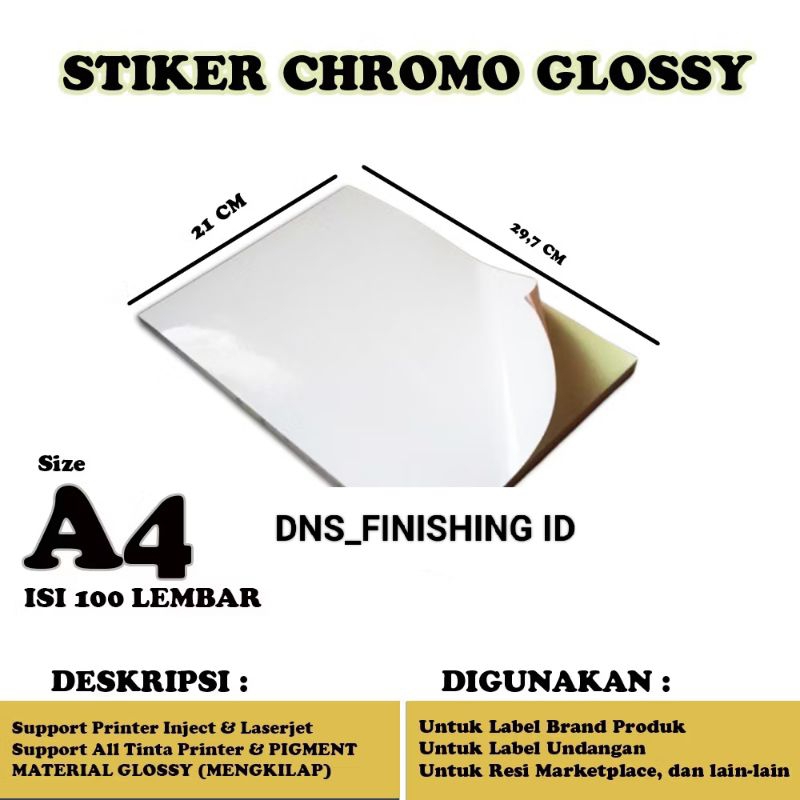 

Kertas Sticker A4 Glossy isi 30 lembar / isi 50 lembar / isi 100 lembar / Sticker Glossy A4 / Kertas Stiker A4 Glossy