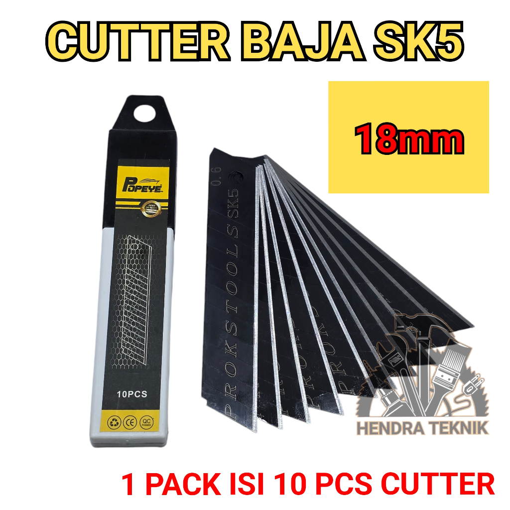 

ISI 10 PCS ISI CUTTER BESAR 18mm SK5 REFILL PISAU KATER BAJA HITAM LEBAR BAGUS MURAH TIPE L150