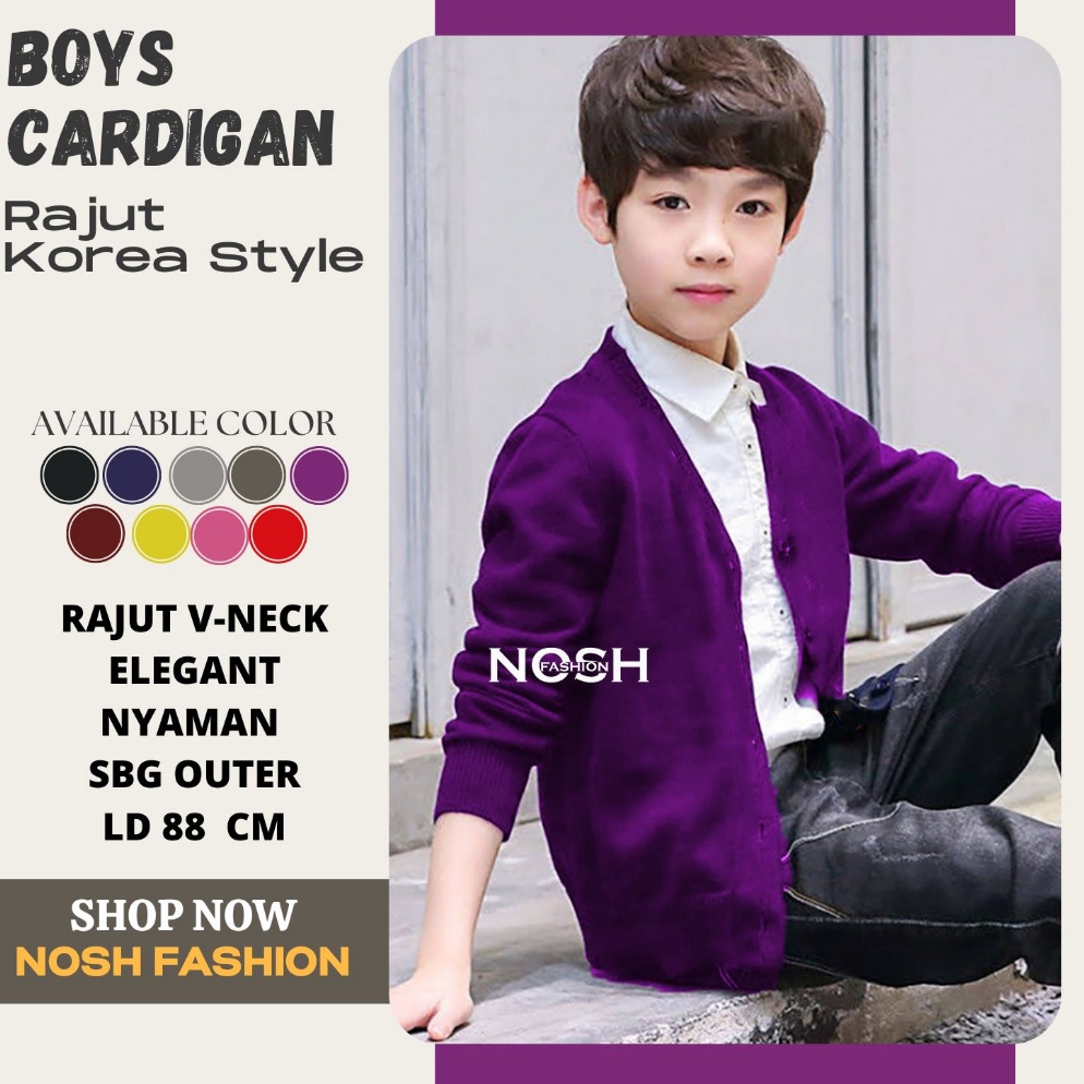Menarik Cardigan Rajut Anak Cowok Remaja Teens Vneck  NOSH
