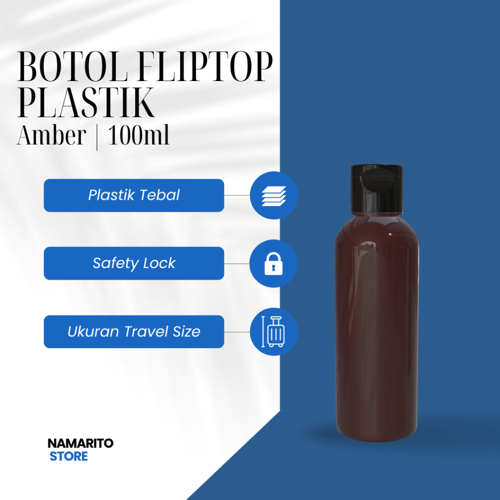 Botol Fliptop Amber Plastik 100ml