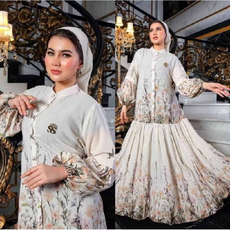 SHELLASAUKIA GAMIS KANCING FLOWER KEMBANG