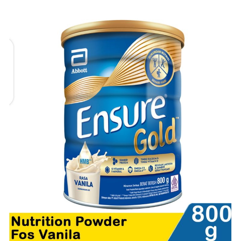 

ENSURE Susu Rendah Laktosa Vanila 800g / Kemasan Baru Ensure Gold Vanila 800 g