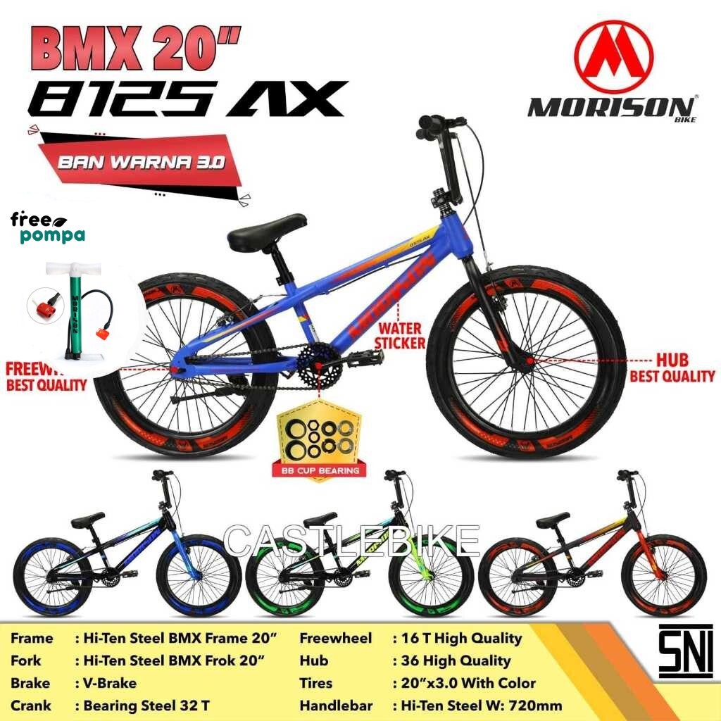 [BONUS POMPA] Sepeda BMX Anak Morison MS8125 AX Ban Warna 20x3.0