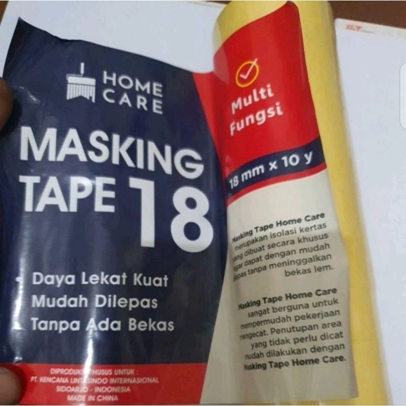 

ISOLASI HOMECARE SELOTIP SOLASI LAKBAN MASKING TAPE KERTAS 18mm x 10 yards (9M)