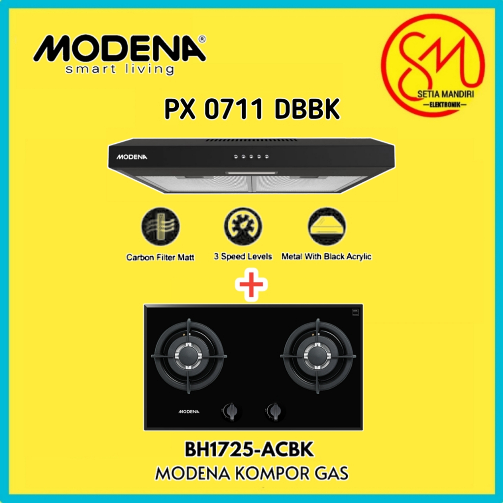 [KARGO] MODENA CRISTA BH 1725 ACBK - Kompor Tanam Built-In Hob Gas 70 cm -  Lifetime Warranty