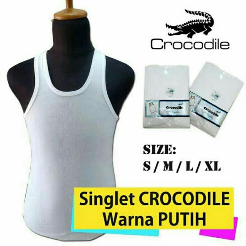 SINGLET CROCODILE PUTIH 801 V ORIGINAL/KAOS DALAM PRIA CROCODILE