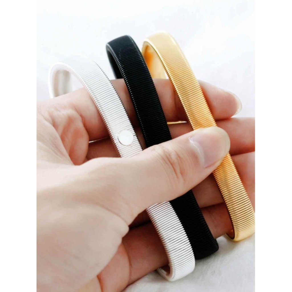 2Pcs Metal Sleeve Garter Logam Armband Bartender Handband Metal Elastis Metal Armband Stok Lokal