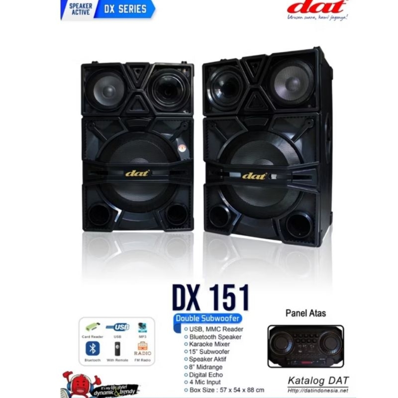 Speaker Aktif Pasif DAT DX-151 DX151 15" Speaker Subwoofer ORIGINAL ( Sepasang )