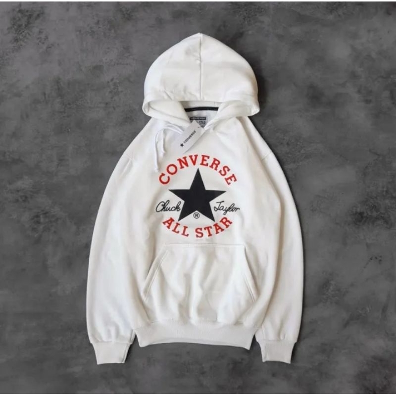 Brother-Sweater Hoodie Pria Jumper Vintage Kasual High Street Converse All stars Street Putih Unisex