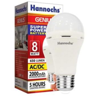 LAMPU AC/DC HANNOCHS LAMPU LED GENIUS EMERGENCY AC/DC 8 Watt/Bohlam Emergency LED AC/DC