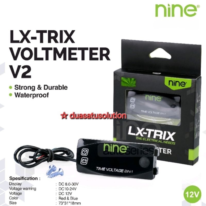 VOLTASE VOLTMETER 2IN1 3IN1 NINE LX-TRIX JAM DAN VOLTASE AKI UNIVERSAL MOTOR MOBIL