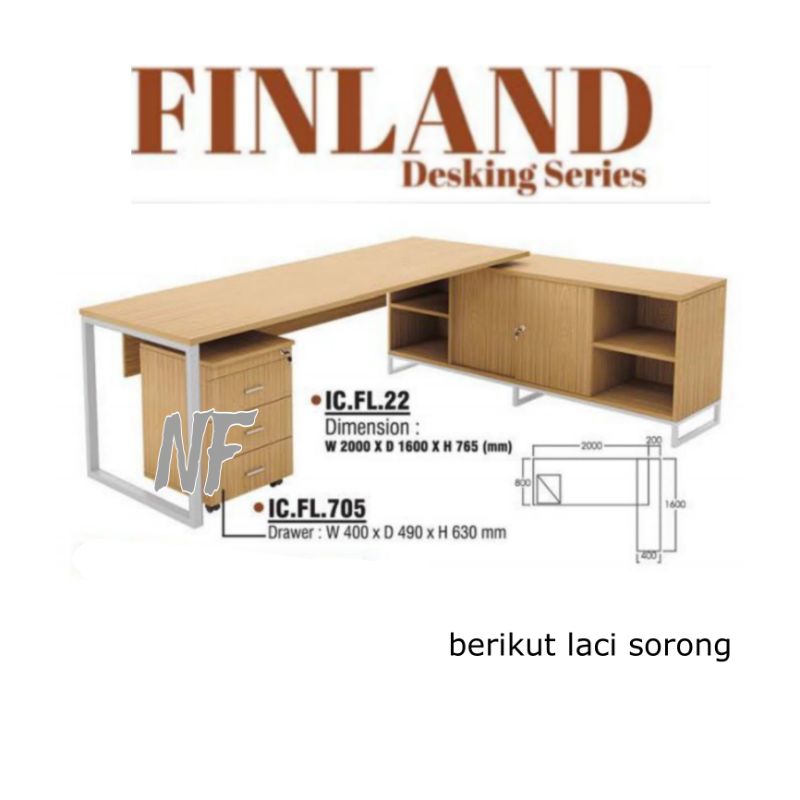 MEJA KANTOR DIREKTUR ICHIKO FINLAND IC FL 22 HPL MEJA KERJA MEJA KANTOR