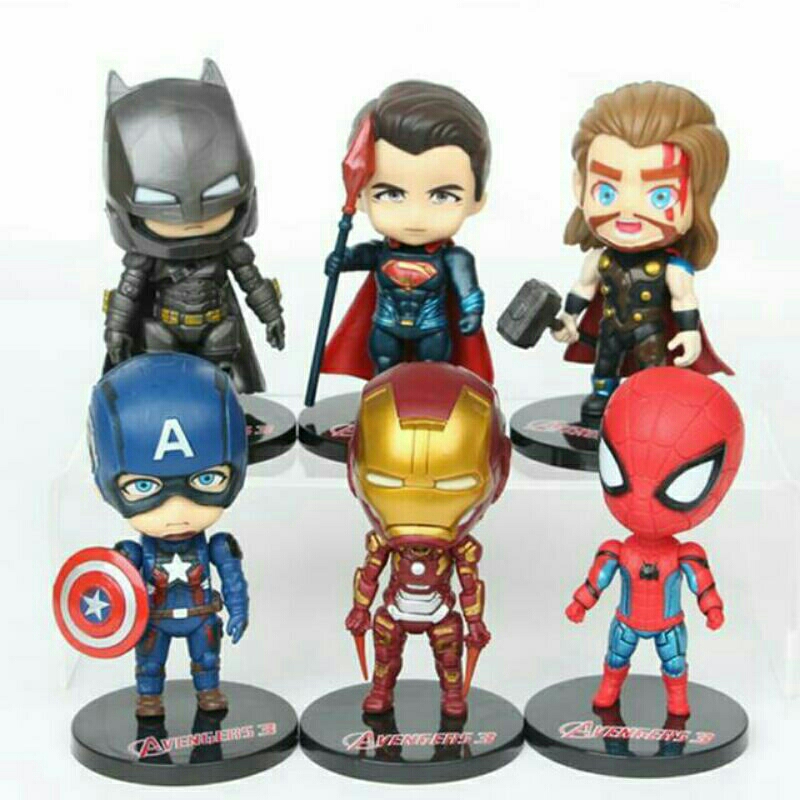 ACTION FIGURE MINI Terbaru MarvelAvenger Superhero Thor Batman Superman Ironman Spiderman Captain Am