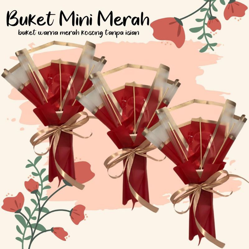 

BUKET MINI KOSONG DAN ISI SNACK KERTAS MERAH