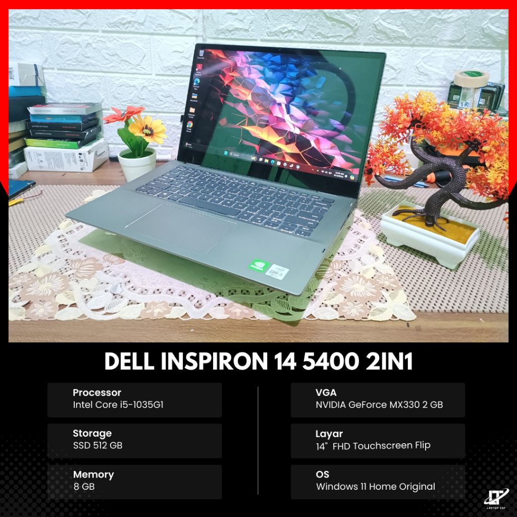 Dell Inspiron 14 5400 2in1 Core i5 gen 10 RAM 8 GB SSD 512 GB Nvidia MX330 2GB