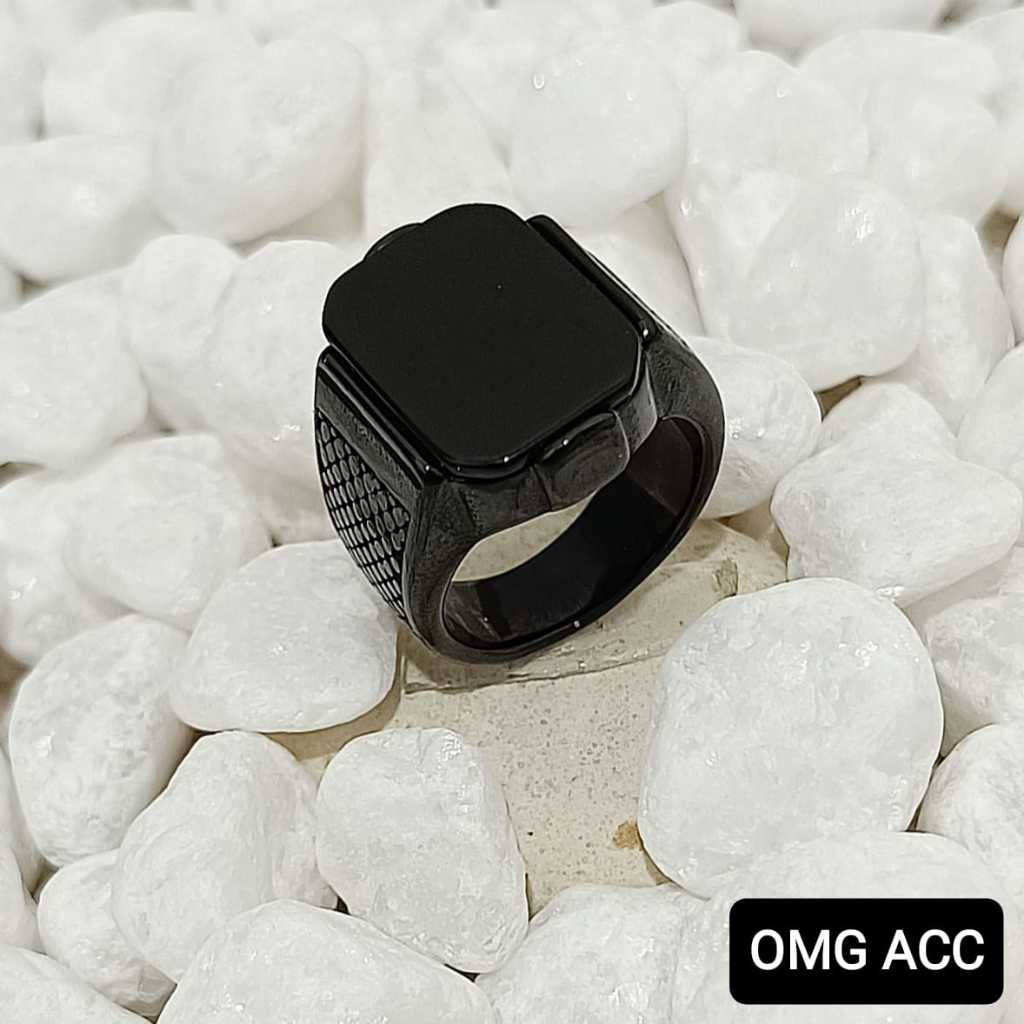 CINCIN TITANIUM PRIA BATU ONIX KOTAK BESAR TERLARIS