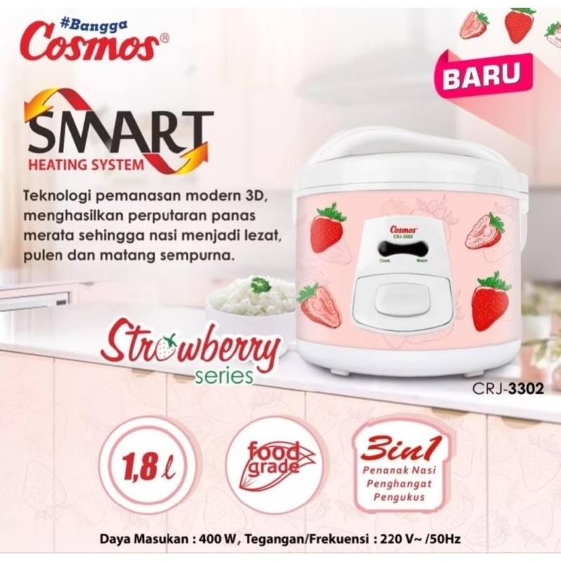 Cosmos Rice Cooker CRJ-3302 / Cosmos Magic Com CRJ-3302  1,8 Liter / Magic Com CRJ-3302  BATAM