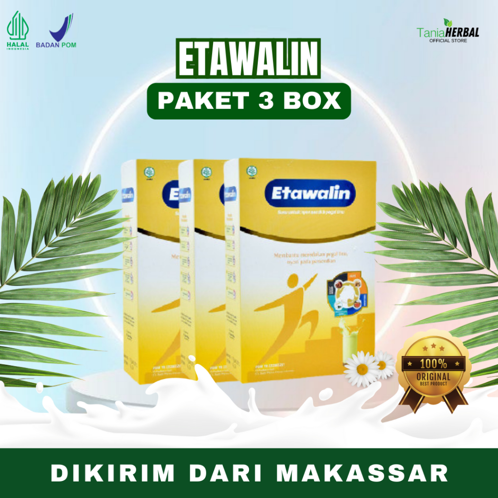 

[PAKET 3 BOX] ETAWALIN - Susu Herbal Kambing Etawa Membantu Mengatasi Asam Urat Pegal Linu Nyeri Sendi Memperkuat Tulang & Sendi Syaraf Kejepit dan Gejala Kolesterol Dikirim Dari Makassar