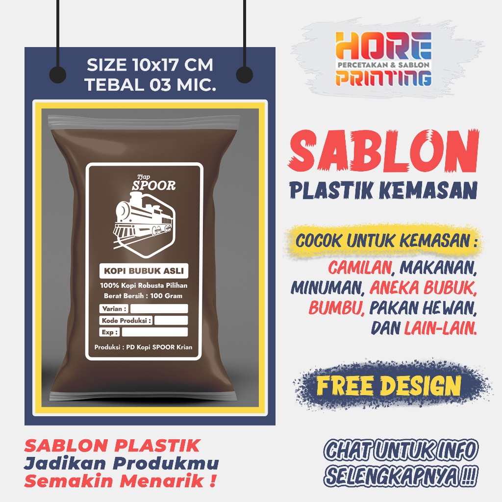 SABLON PLASTIK KEMASAN 10x17 TEBAL 05 muat untuk kopi 100 gr