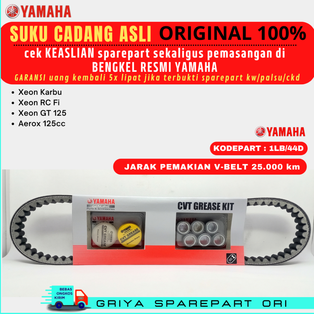 Vanbelt set roller Yamaha Xeon GT 125 Ori Vanbelt Xeon RC 125 Original Vanbelt RC Fi 125 Vanbelt Xeo