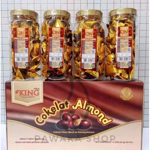

COKLAT ALMOND KING CEMILAN COKLAT TOPLES KEMASAN DUS ISI 4 TOPLES