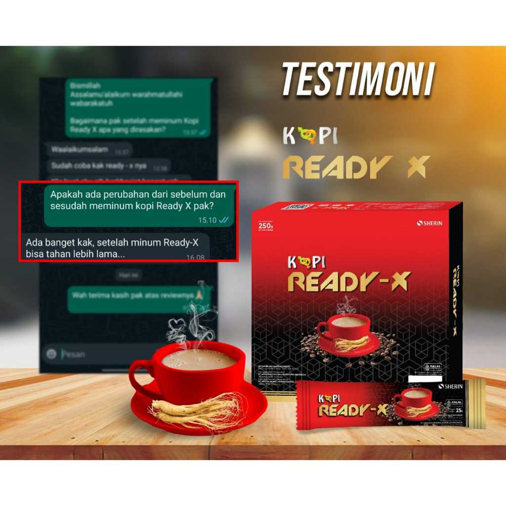 

Kopi Ready X Romantis Premium Kemasan Terbaru Isi 5 sachet kopi stamina BPOM