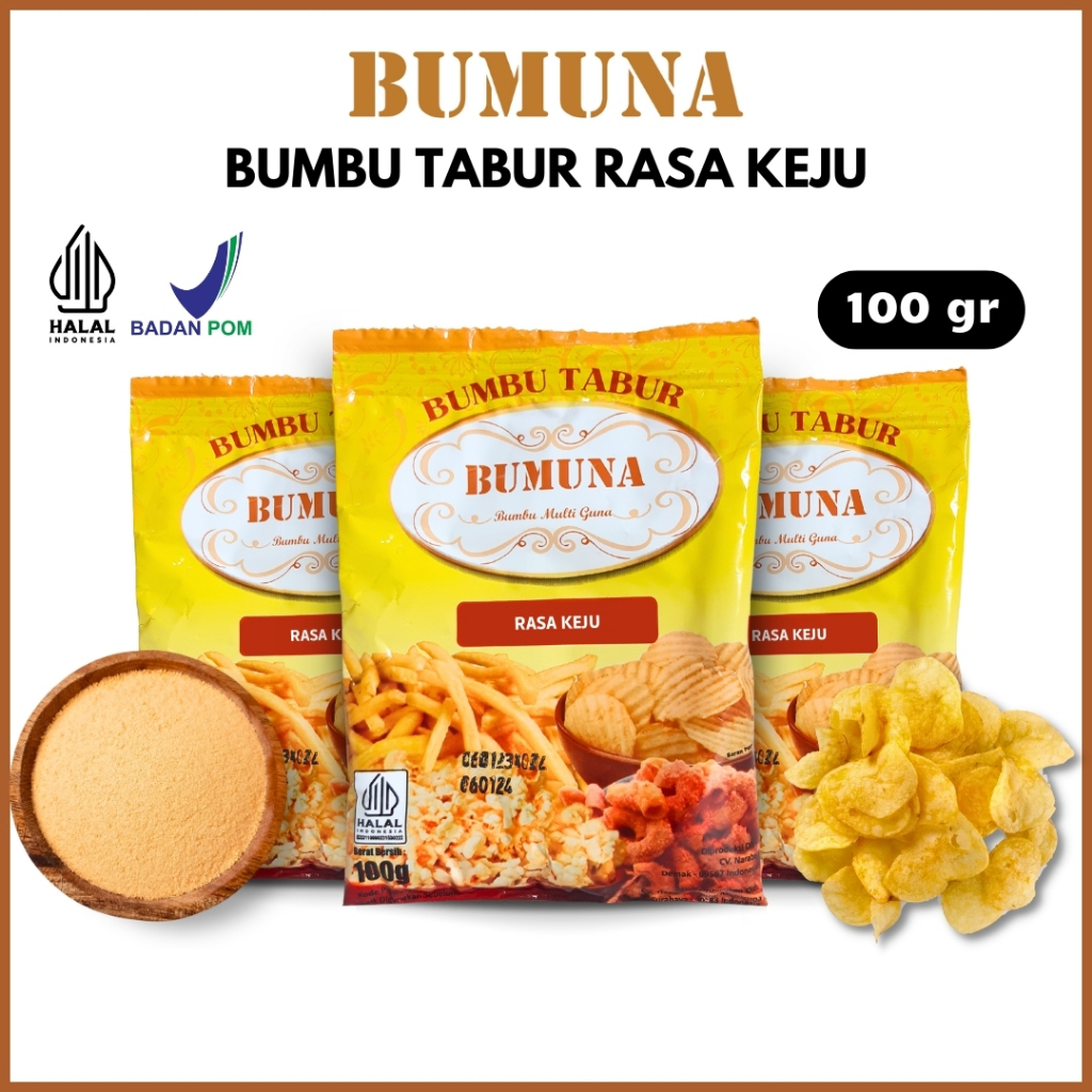

Bumbu Tabur Rasa Keju 100 gr Bumuna / Bumbu Cemilan