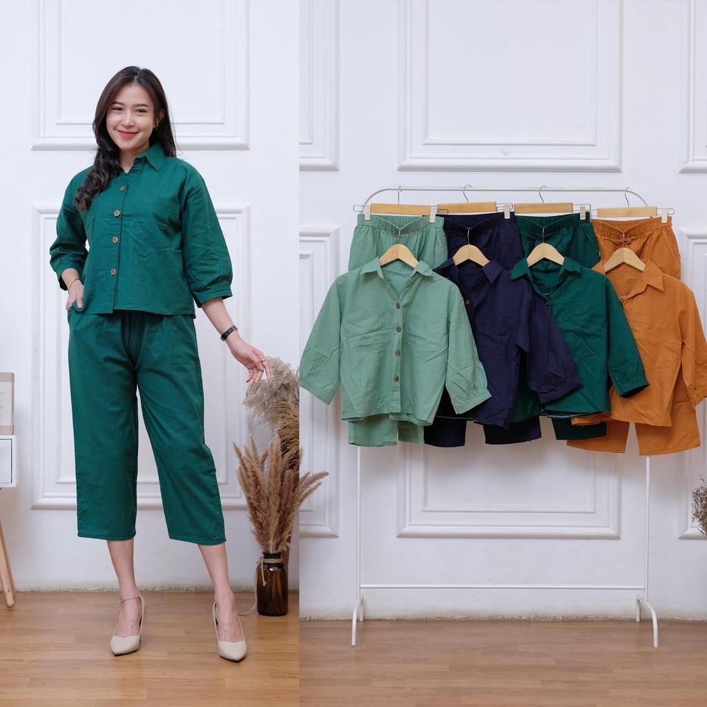 ONE SET CROP Setelan wanita terbaru, BELA BUSUI Atasan+ kulot, polos terbaru+Celana Kekinian